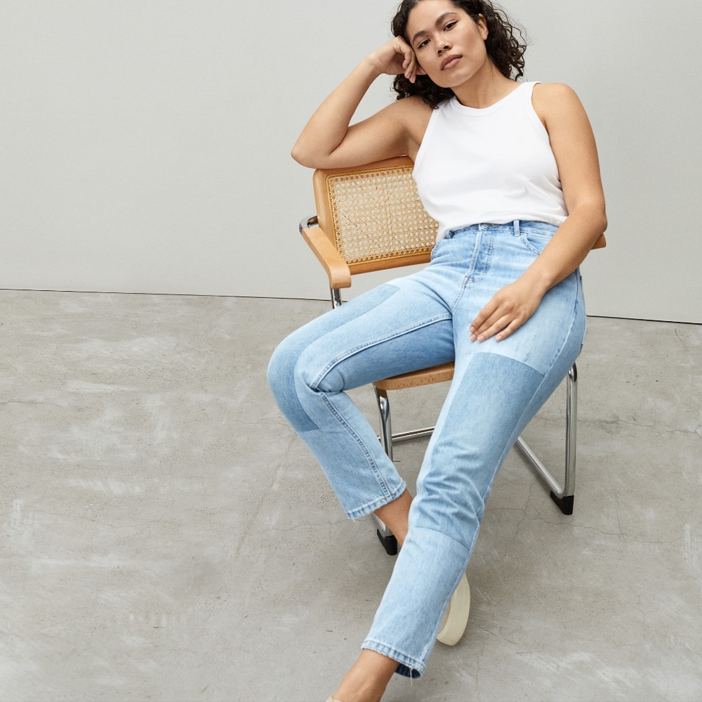 Everlane The Curvy 90s Cheeky Jean Patched Blue